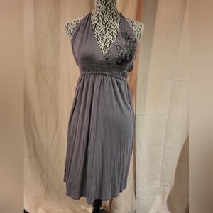 Chic Backless Gray Halter Dress